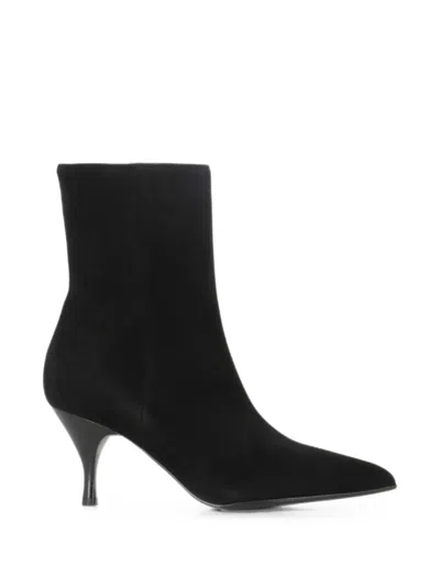 Sergio Levantesi Pointed-toe Suede Boots In Black