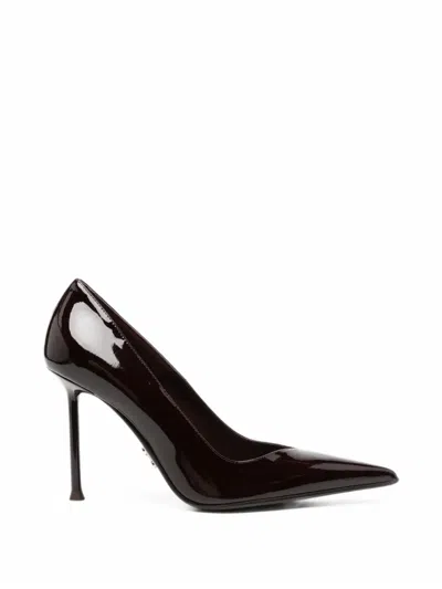 Sergio Levantesi Pop Patent-finish Pointed-toe Pumps In Brown
