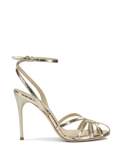 Sergio Levantesi Raykav6 Snakeskin-effect Strappy Sandals In Gold