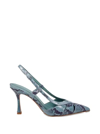 Sergio Levantesi Snakeskin Print Strap Pumps In Blue