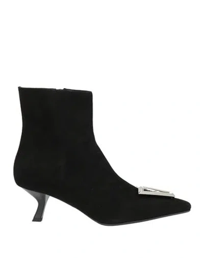 Sergio Levantesi Woman Ankle Boots Black Size 11 Leather In Multi