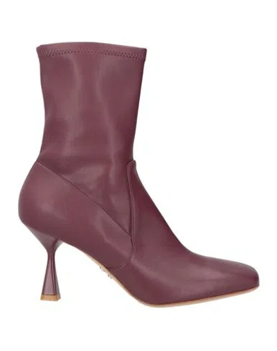 Sergio Levantesi Woman Ankle Boots Plum Size 6 Textile Fibers