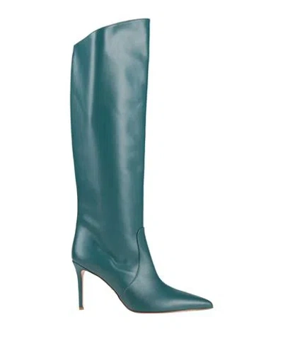 Sergio Levantesi Woman Boot Deep Teal Size 10 Calfskin In Green