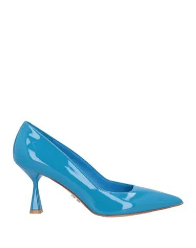 Sergio Levantesi Woman Pumps Azure Size 8 Soft Leather In Blue