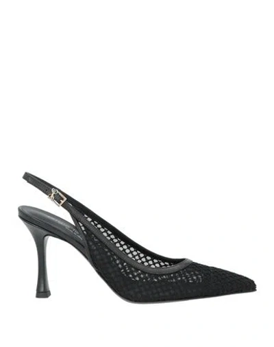 Sergio Levantesi Woman Pumps Black Size 9 Leather, Synthetic Material