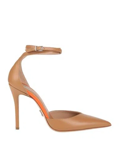 Sergio Levantesi Woman Pumps Camel Size 9 Leather In Brown