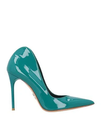 Sergio Levantesi Woman Pumps Deep Teal Size 8 Leather In Green