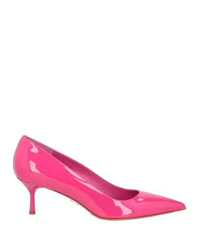 Sergio Levantesi Woman Pumps Fuchsia Size 10 Leather In Pink