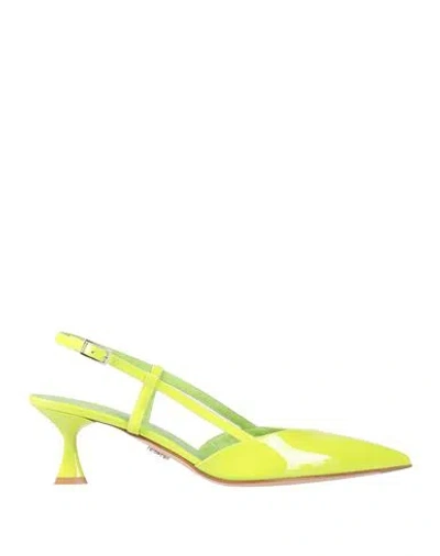 Sergio Levantesi Woman Pumps Lime Green Size 6 Leather In Yellow