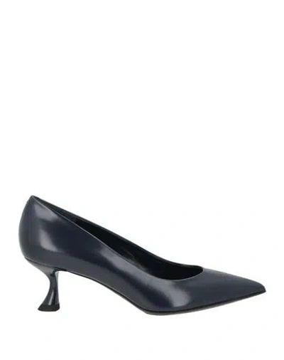 Sergio Levantesi Woman Pumps Navy Size 8 Leather In Blue