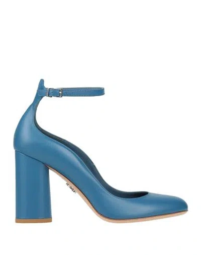 Sergio Levantesi Woman Pumps Pastel Blue Size 7 Leather