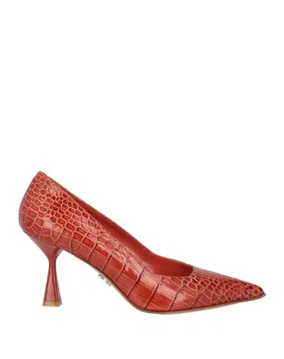 Sergio Levantesi Woman Pumps Rust Size 6 Leather In Red