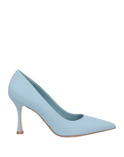 Sergio Levantesi Woman Pumps Sky Blue Size 6 Leather