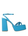 Sergio Levantesi Woman Sandals Azure Size 7 Textile Fibers In Blue