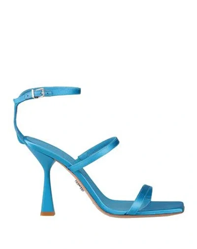 Sergio Levantesi Woman Sandals Azure Size 8 Textile Fibers In Blue