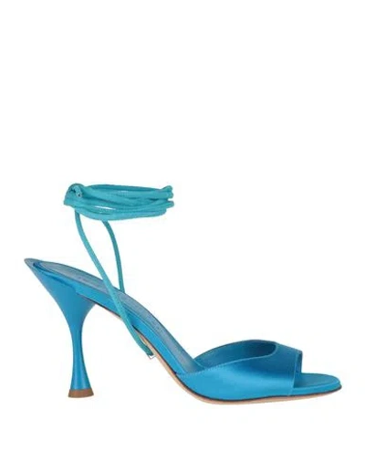 Sergio Levantesi Woman Sandals Azure Size 8 Textile Fibers In Blue