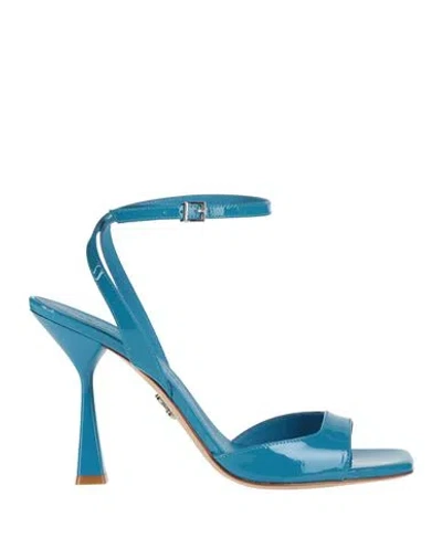 Sergio Levantesi Woman Sandals Azure Size 9 Leather In Blue