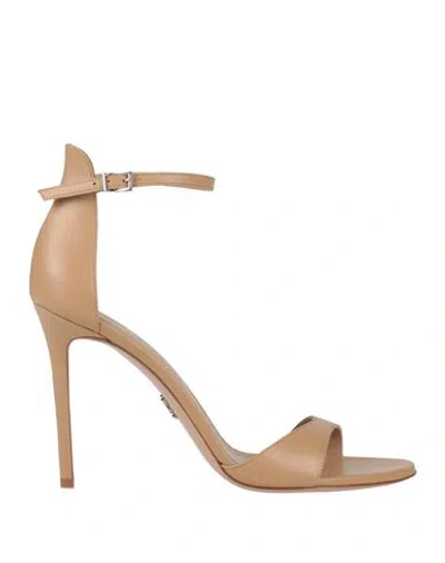 Sergio Levantesi Woman Sandals Beige Size 10 Leather In Brown