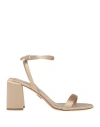 Sergio Levantesi Woman Sandals Beige Size 8.5 Textile Fibers In Beige