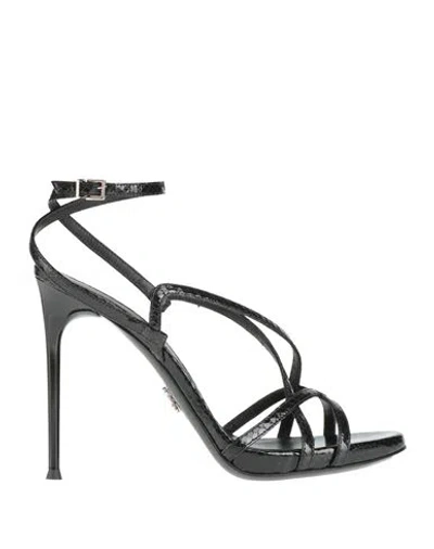 Sergio Levantesi Woman Sandals Black Size 6 Leather