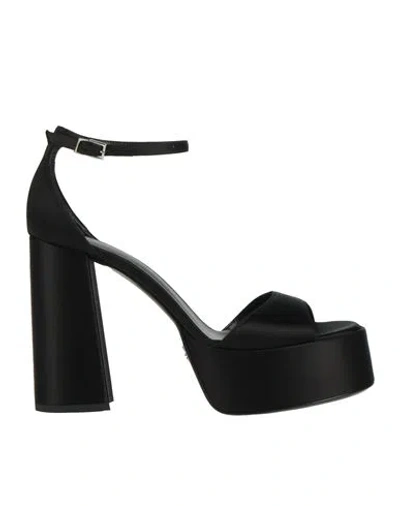 Sergio Levantesi Woman Sandals Black Size 8 Textile Fibers