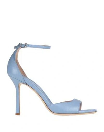Sergio Levantesi Woman Sandals Blue Size 11 Leather