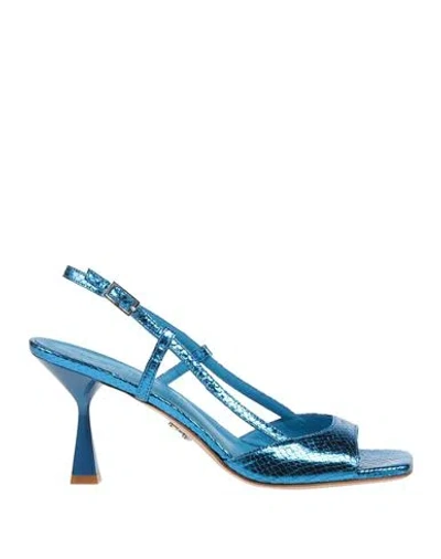 Sergio Levantesi Woman Sandals Blue Size 6 Leather