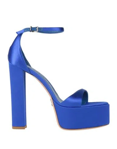Sergio Levantesi Woman Sandals Bright Blue Size 8 Textile Fibers