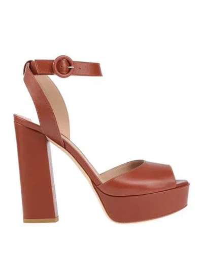 Sergio Levantesi Woman Sandals Brown Size 8 Leather