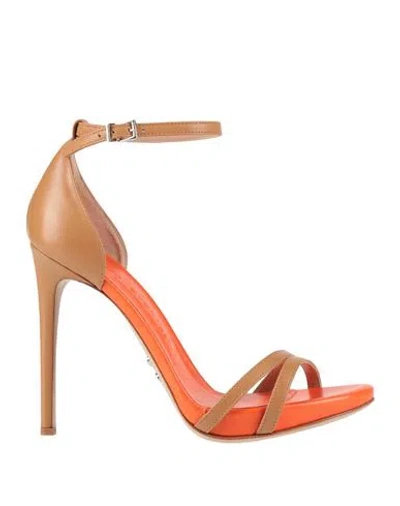 Sergio Levantesi Woman Sandals Camel Size 7 Leather In Beige