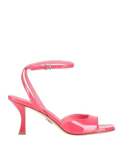 Sergio Levantesi Woman Sandals Coral Size 7.5 Leather In Pink