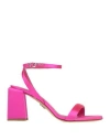 Sergio Levantesi Woman Sandals Fuchsia Size 6.5 Textile Fibers In Pink