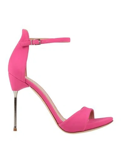 Sergio Levantesi Woman Sandals Fuchsia Size 8 Textile Fibers In Pink