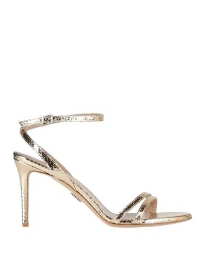 Sergio Levantesi Woman Sandals Gold Size 11 Leather