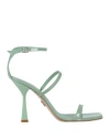 Sergio Levantesi Woman Sandals Light Green Size 6 Leather