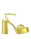 Sergio Levantesi Woman Sandals Lime Green Size 8 Textile Fibers