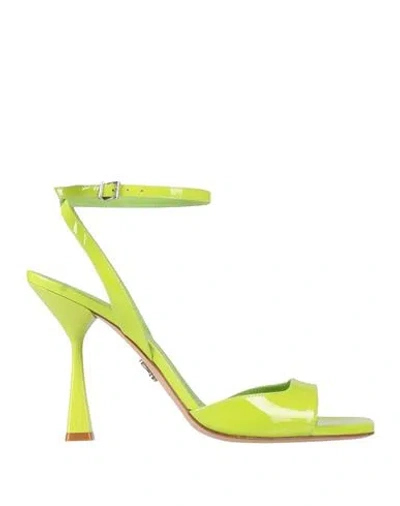 Sergio Levantesi Woman Sandals Lime Green Size 9 Leather