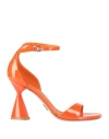 Sergio Levantesi Woman Sandals Orange Size 8 Leather