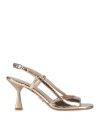Sergio Levantesi Woman Sandals Platinum Size 6 Leather In Gold