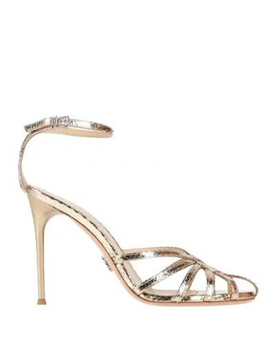 Sergio Levantesi Woman Sandals Platinum Size 6.5 Leather In Gray