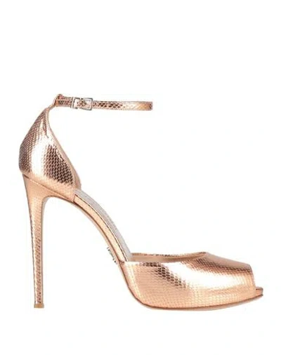 Sergio Levantesi Woman Sandals Rose Gold Size 8 Leather