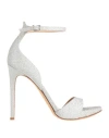 Sergio Levantesi Woman Sandals Silver Size 10 Soft Leather In Silver