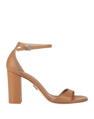 Sergio Levantesi Woman Sandals Tan Size 6 Leather In Brown