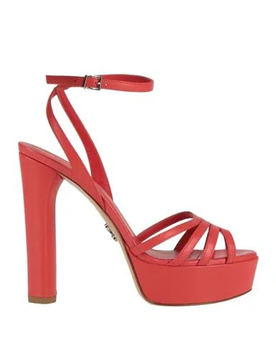 SERGIO LEVANTESI SERGIO LEVANTESI WOMAN SANDALS TOMATO RED SIZE 8 LEATHER