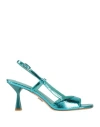 Sergio Levantesi Woman Sandals Turquoise Size 10 Soft Leather In Blue