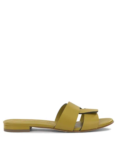 Sergio Levantesi Yellow Leather Sandals In Green