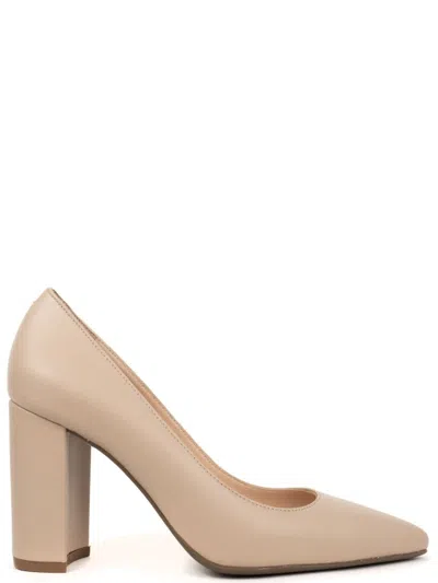 Sergio Moretti Beige Cow Leather Pumps With Pointed Toe In Multi