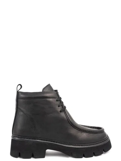 Sergio Moretti Casual Ankle Boots With Textured Rubber Sole In Black