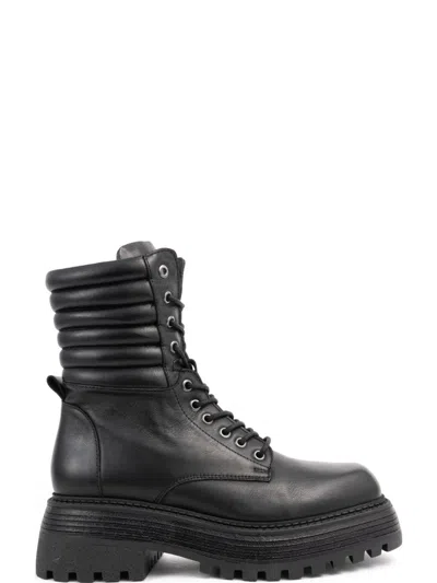 Sergio Moretti Chunky Platform Ankle Boots With Ruched Detailing In Black