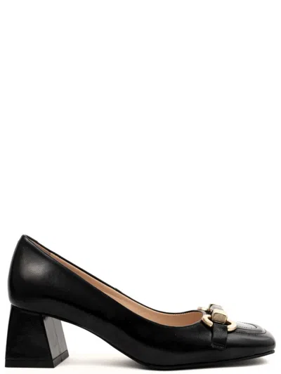 Sergio Moretti Classic Closed Pumps With Mid Block Heel In Black